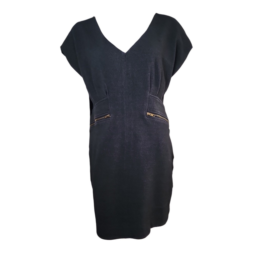 Faith 21 Dress Womens Plus Size 1X Gray Zipper Detail Stretch V Neck Grunge